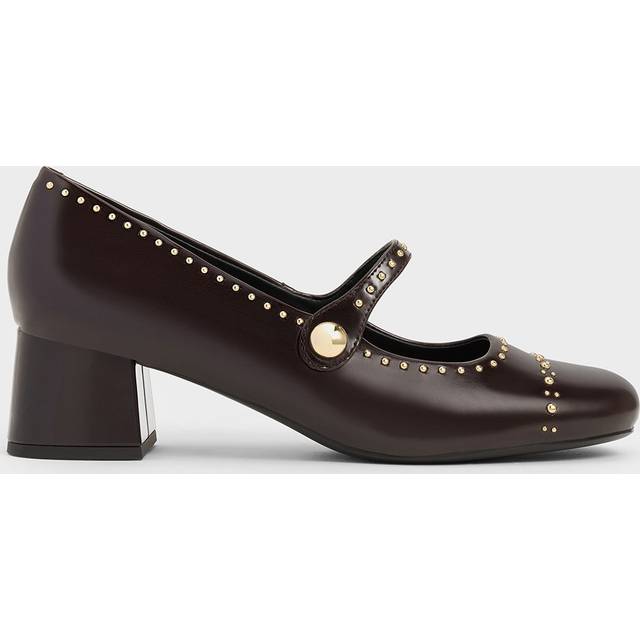 Charles & Keith - Studded Mary Jane Pumps - Dark Brown - UK 2