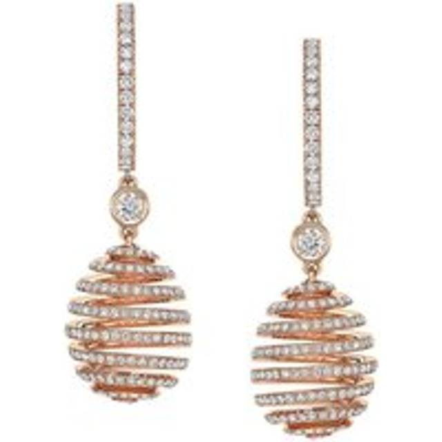 Faberge Essence Spiral 18ct Rose Gold Diamond Drop Earrings