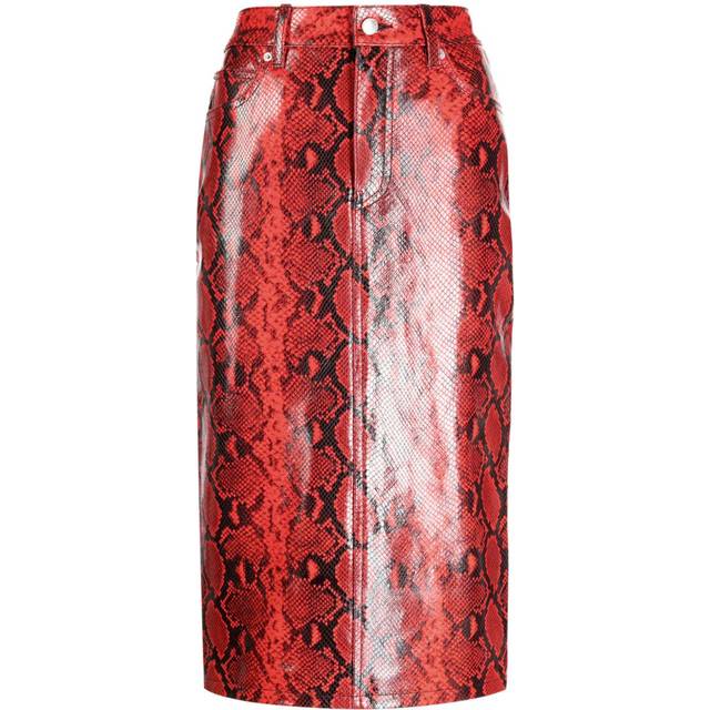 Alexander Wang - snakeskin-effect leather pencil skirt - women - CALFSKIN/Polyester/Lambskin - 2 - Red