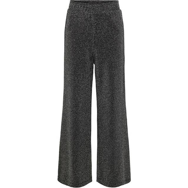 Only Kids Girls Glitter Trousers - Silver/Black, Black, Size Age: 14 Years - age: 14 YEARS