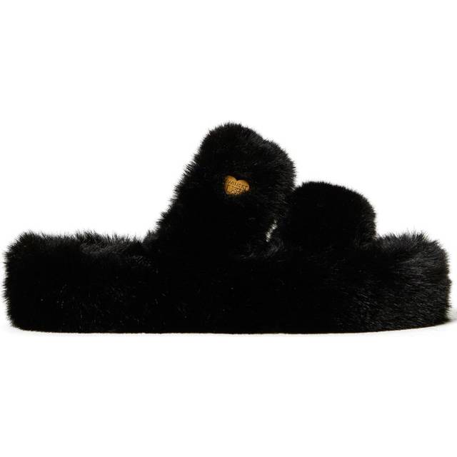 TWINSET - faux-fur slides - women - Polyester/Rubber/Polyester - 37 - Black
