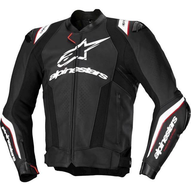 Alpinestars Missile Ignition V3 perforated Motorcycle Leather Jacket, black-white, Size 50 for Men