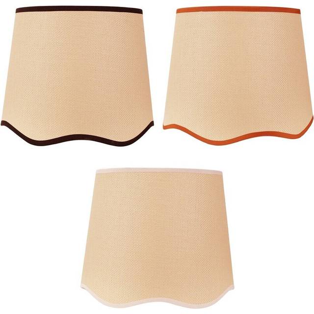 ValueLights Dutton Natural Scallop Edge Small Lamp Shade with White Trim - Cream