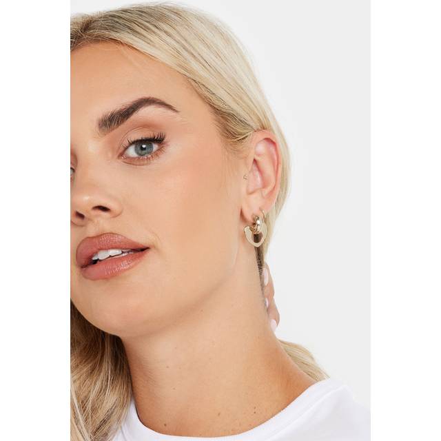 Gold Tone Heart Drop Earrings - One Size