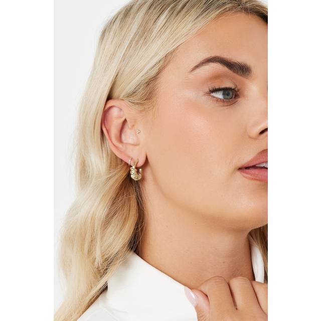 Gold Tone Stainless Steel Coil Hoop Earrings - One Size