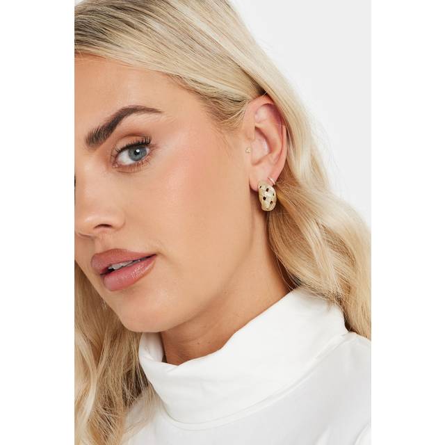 Gold Tone Stainless Steel Lattice Earrings - One Size