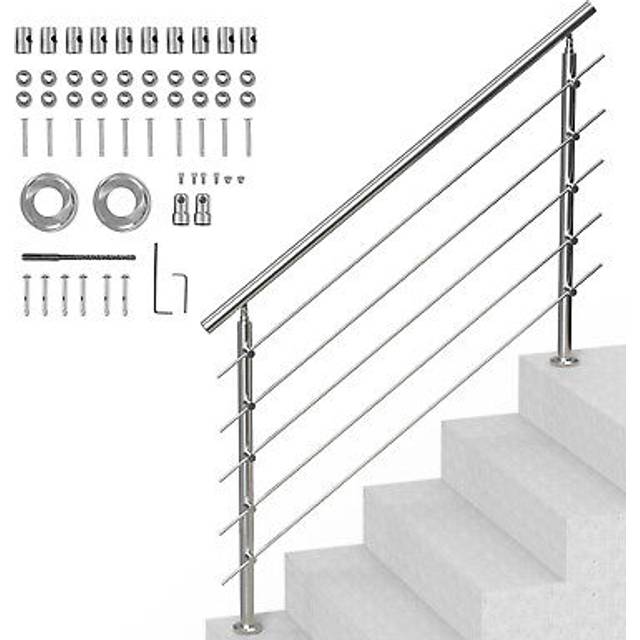 VEVOR 59in Handrails for Outdoor Steps 5 Crossbars Staircase for Porch Deck