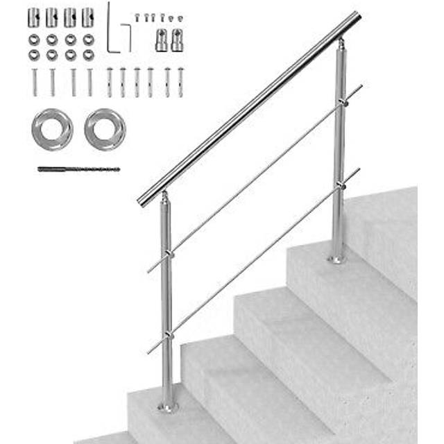 Vevor 47.2in handrails for outdoor steps 2 crossbars staircase for porch deck