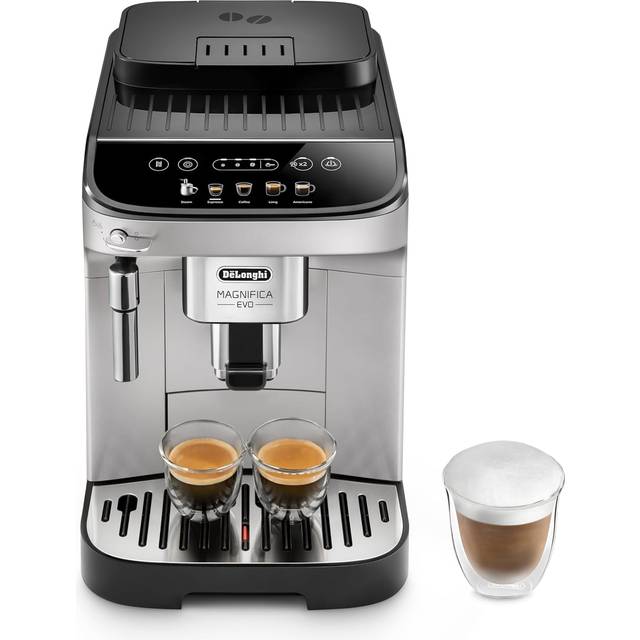 De'Longhi Magnifica Evo ECAM292.33.SB Automatisk Kaffemaskin med Munstycke för mjölkskumning, 5 Valknappar för en Mängd Kaffedrycker, Intuitiv Kontrollpanel, 2-Koppsfunktion, Silver/Svart