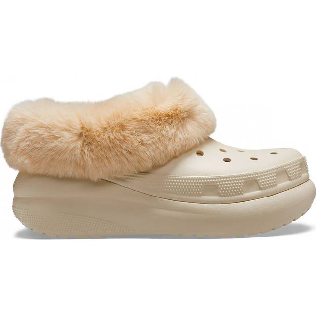 Crocs – Furever Crush – Benvita tofflor med fuskpälsfoder-Naturlig