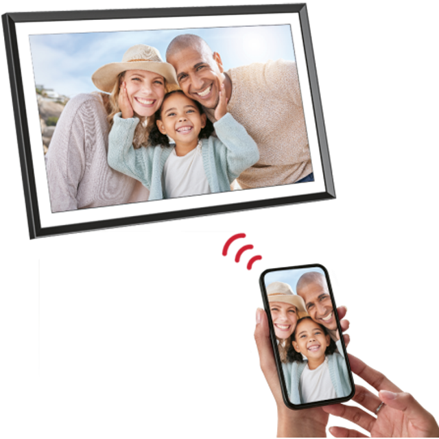 AgfaPhoto - Realiview 15,6" digital fotoram med wifi och 32 GB inbyggt minne - omedelbar delning av foton och videor, 15,6" högupplöst pekskärm