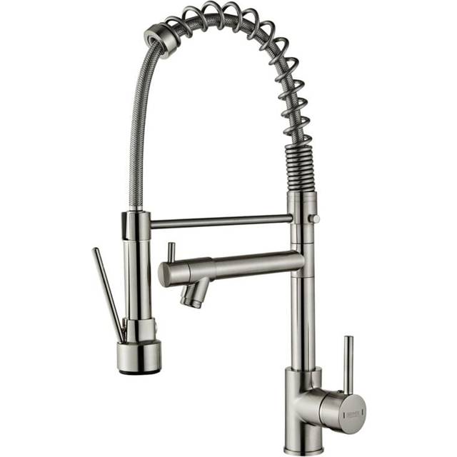 Kitchen Faucet, Sink Faucet with Pull-Out Sprayer, 2 Functions, 360° Swivel Spout, Sink Faucet - Brushed Silver