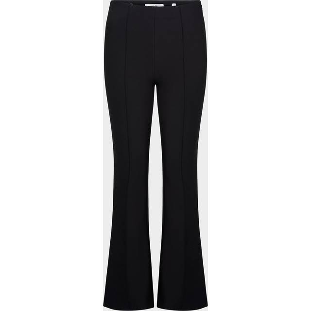Cropped Flare-Leg Pintuck Pants - BLACK - Large