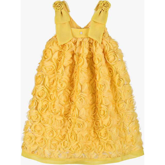 Patachou Girls Yellow 3D Floral Organza & Tulle Dress - 8 year