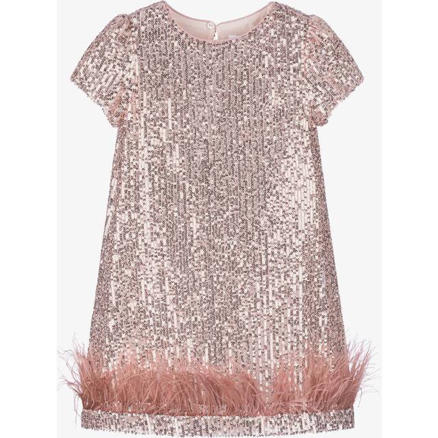 Patachou Girls Pink Sequin & Feather Dress - 4 year