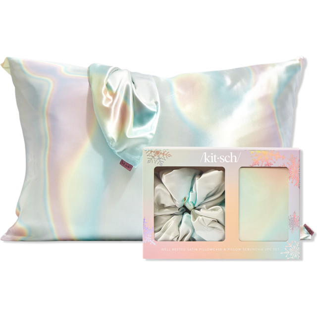 Kitsch Well Rested Satin Pillowcase with Zipper for Hair & Skin - Softer Than Silk  Machine Washable  Wrinkle-Free - Queen/Standard (19x26) with Satin