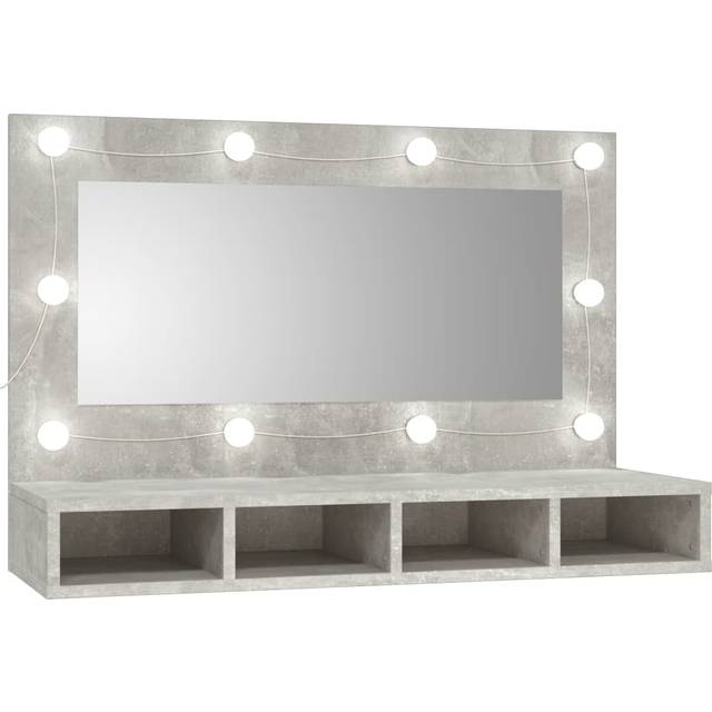 vidaXL Mirror Cabinet with LED Concrete Grey 90x31.5x62 cm