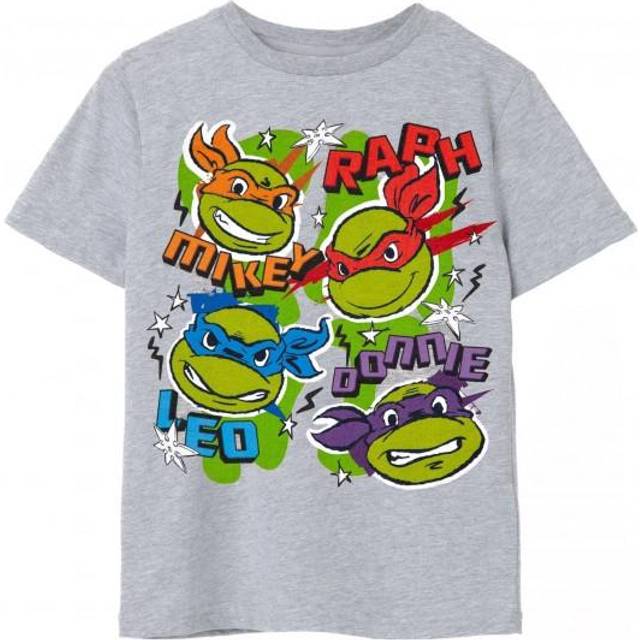(13-14 Years, Grey Marl) Teenage Mutant Ninja Turtles Childrens/Kids Faces T-Shirt