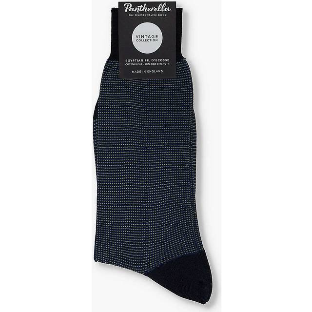 Pantherella Mens Vy Tewkesbury Knitted Cotton-blend Socks S - NAVY