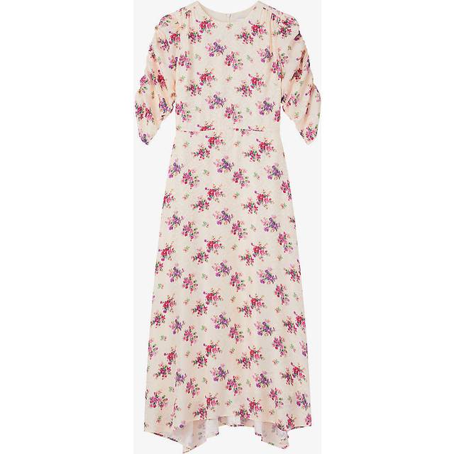 L.K.Bennett Delilah Floral Bouquet Print Jacquard Silk Midi Dress, Cream/Multi