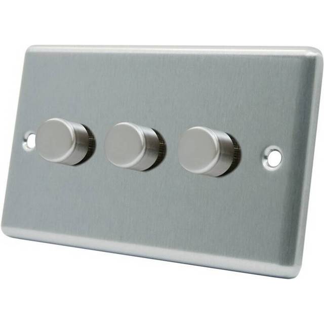 AET CSC3GDIM40 10 A 400 W 3-Gang 2-Way Satin Finish Chrome Classical Triple Light Dimmer Switch