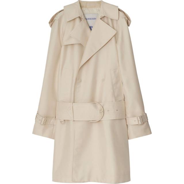 Burberry - double-breasted short trench coat - women - Polyester/Silk/Viscose - 10 - Neutrals
