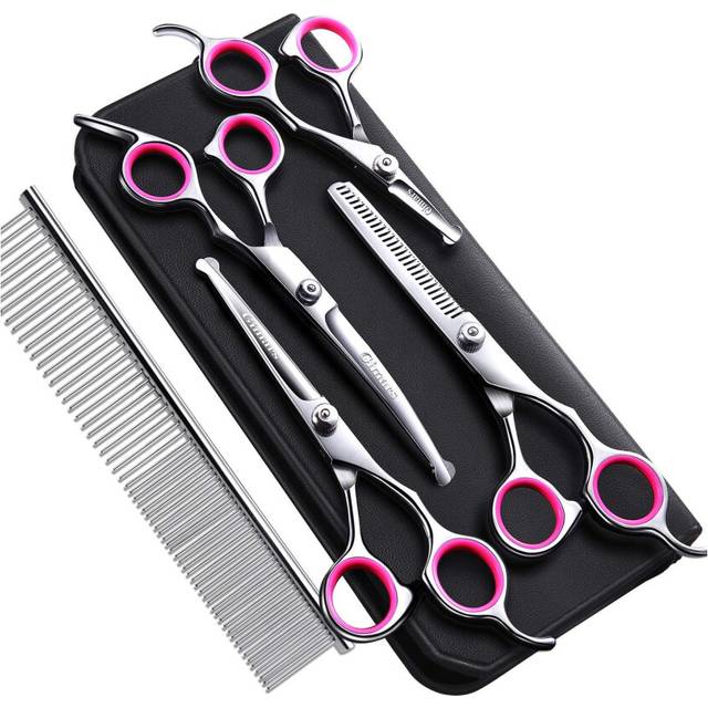 4CR Stainless Steel Safety Round Tip Pet Grooming Scissor, Heavy Duty Titanium Coated Pet Grooming Scissor for Dogs, Cats and Other Animals