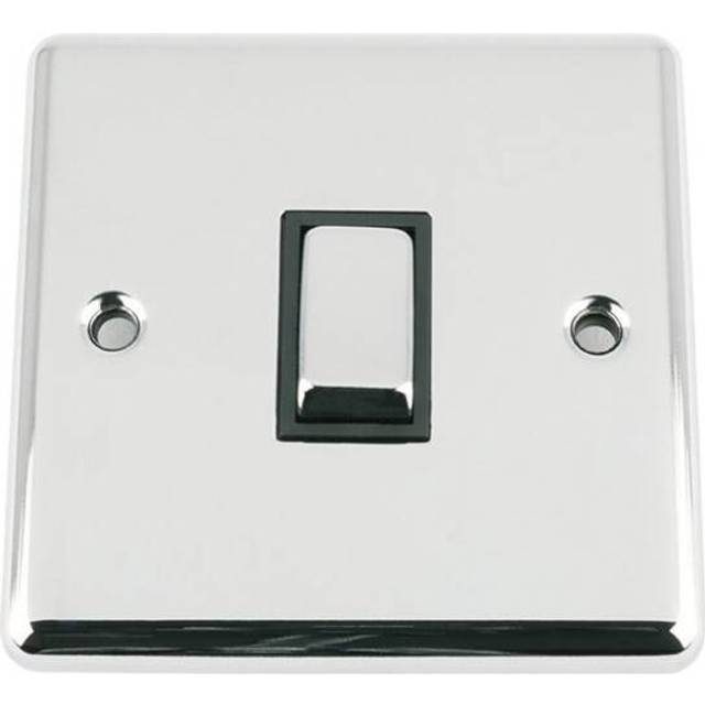 AET CPC1GSWIBC Polished Chrome Classical Black Insert Metal Rocker Switch-10 Amp Single 1 Gang 2 Way Light Switch