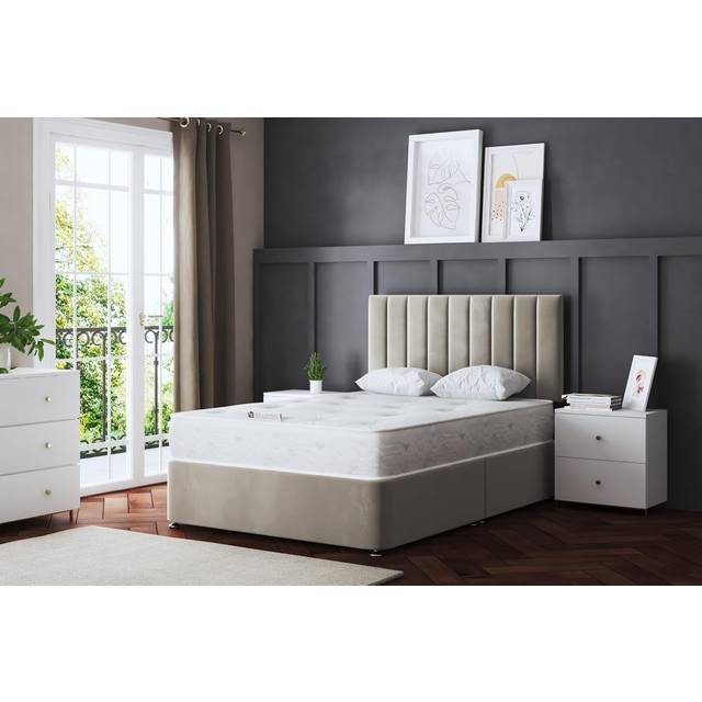 Amelia Cream Upholstered Panel Divan Bed With Two Drawers Small Single