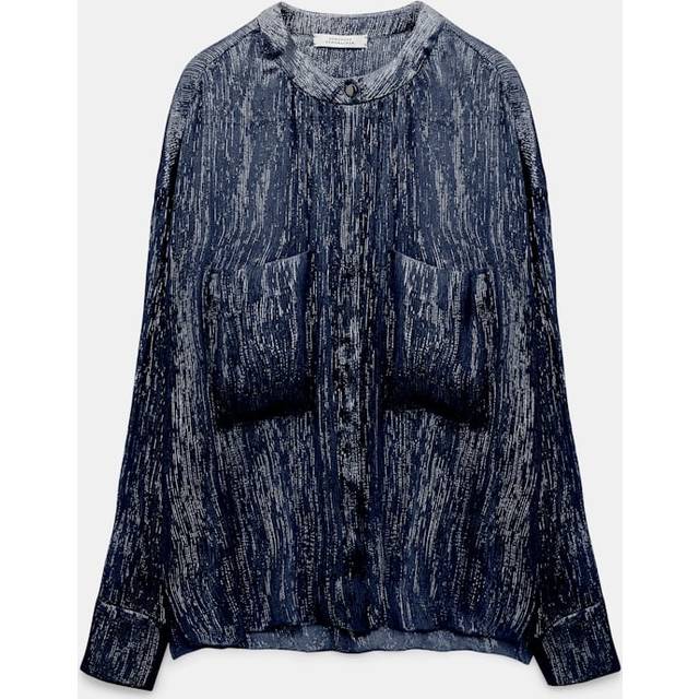 Shimmering Shine Metallic Georgette Blouse - DARK NAVY - 3 (US 6)