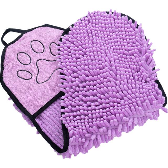 Pet Drying Towel Ultra-absorbent Water Dog Cat Bath Microfiber Clean Soft Cloth-Purple