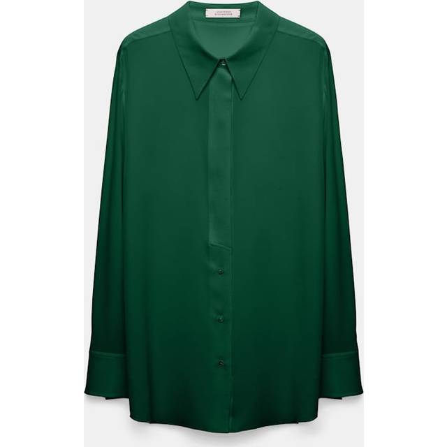 Dorothee Schumacher Striking Volumes crepe de chine silk blouse - green (UK 18)