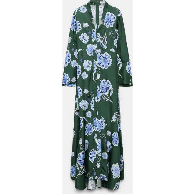 Big Garden Floral-Print Silk Twill Midi Dress - BIG GARDEN GREEN - 6 (US 12)