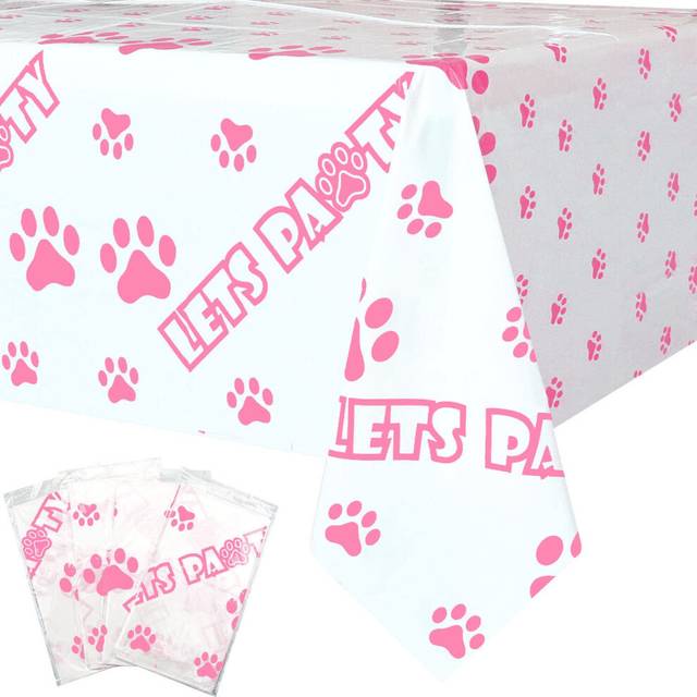 Hegbolke 4pcs 51.2x86.6in Puppy Dog Pet Paw Print Disposable Plastic T