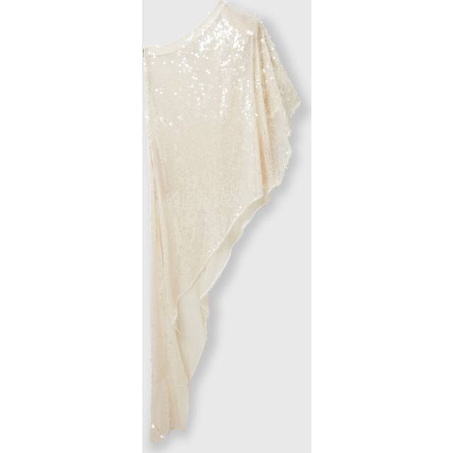 Stella McCartney - One-Sleeve Sequin Dress, Woman, Cream, Size: 38