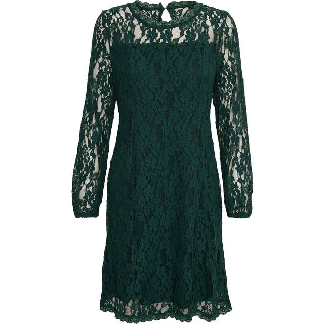 Cream, Klänning, Dam, XL, Spetsklänning med puffärmar - green (XL)