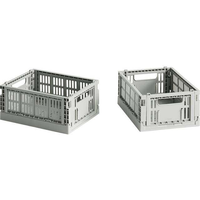 HAY - Colour Crate Recycled Mini Set of 2 - hellgrau/LxBxH 17x13x8cm/faltbar/stapelbar - light grey (8.0 x 17.0 x 13.0cm)