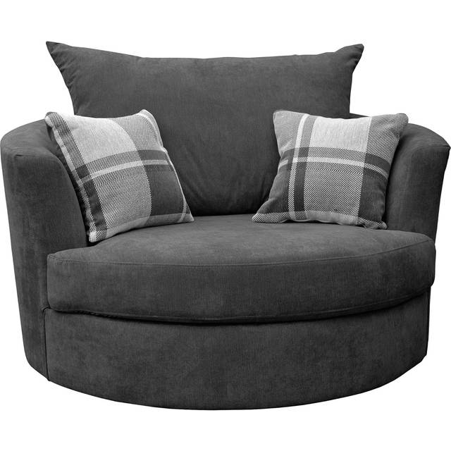 Sofas and More Large Swivel Round Cuddle Chair Fabric (Grey)