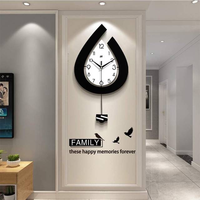 Modern Decorative Pendulum Wall Clock, Stylish Quartz With Pendulum Wall Clock Silent Large Fashion Clocks For Home Living Room Office Bedrooms