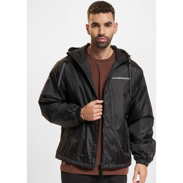 Lacoste Mens Cropped Quilted Hooded Jacket in Black - Size Medium