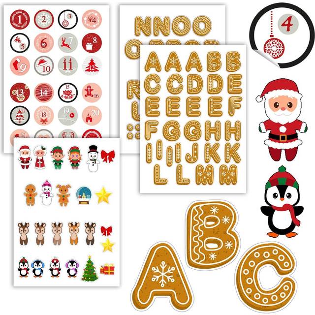 Dunedesign - Christmas Number Stickers 1-24 - Sticker Advent Calendar for Christmas Countdown