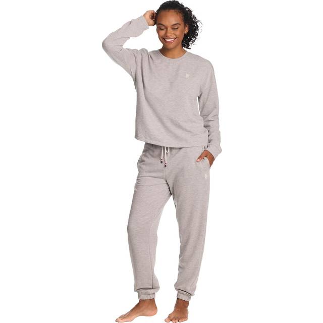 U.S. Polo Assn. Lounge Set Women  Athleisure and Lounge Pajama Sets for Women 2 Piece (Grey Heather  Large)