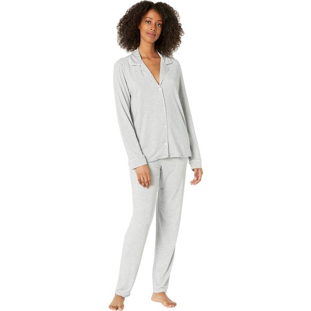 Eberjey Womens Heather Grey Sorbet Pink Gisele Stretch-woven Jersey Pyjama Set M