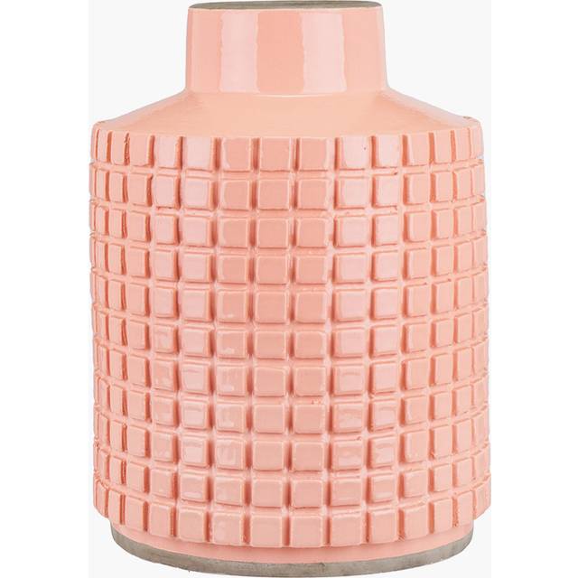 Wynn 28.5Cm Ceramic Square Patterned Table Vase - Apricot (28.5cm H X 20.3cm W X 20.3cm D)