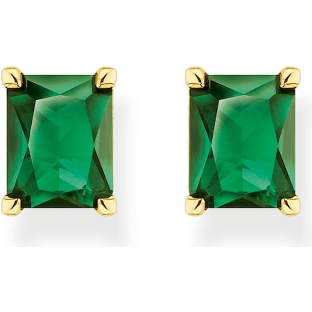 Thomas Sabo 18ct Gold Plated & Green Ceramic Stud Earrings