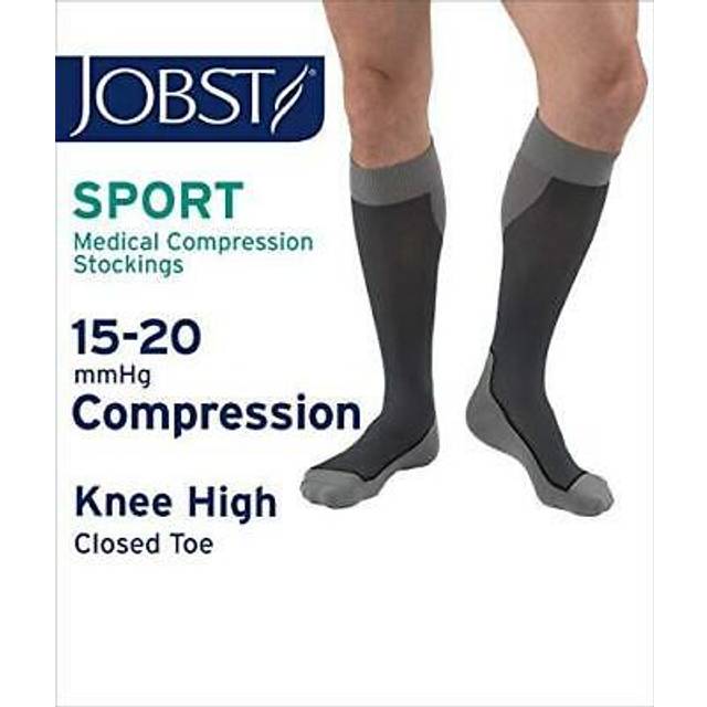 JOBST Sport Knee High 15-20 mmHg Compression Socks  Black/Grey  X-Large