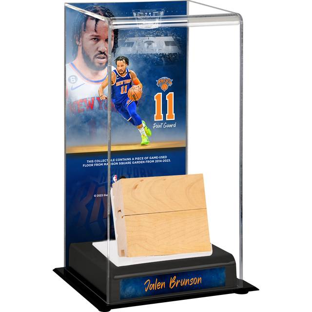 Jalen Brunson New York Knicks Sublimated Tall Display Case with Image and Madison Square Garden Game-Used Court from 2014-2023