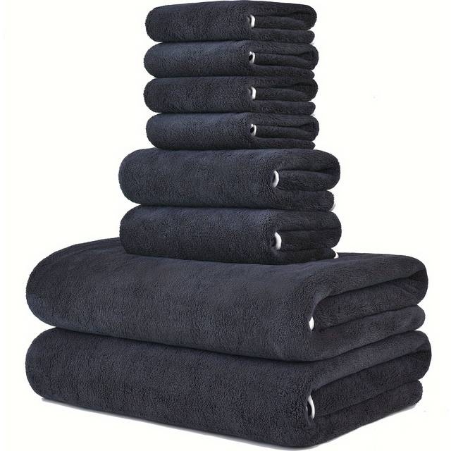 TEMU 8pcs Super Soft Towel Set, 2 Bath Towels 27 X 55 Inch, 2 Bath Towels X 30 Inch, Towels X Inch, Quick Drying, Quick Absorbent And Lightweight, , Camping Towels Bathroom Towel Set Multipurpose