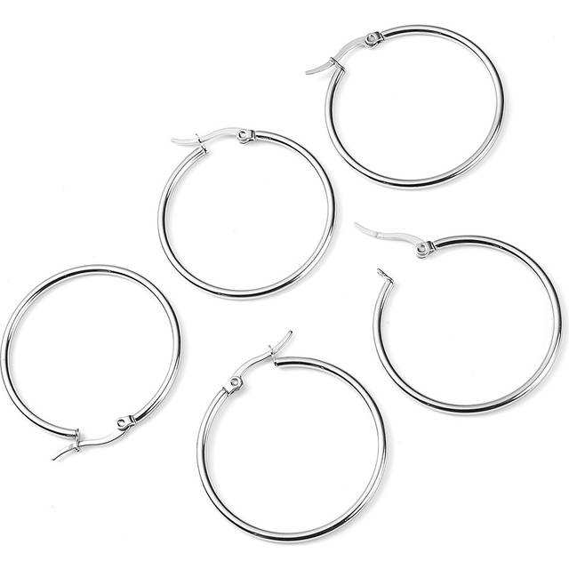 TEMU 10pcs 15/20/25/30/35/40/45/50mm Round Ear Hooks Never Fade Stainless Steel Ear Hoop Clasp Connector For Making Earring Jewelry