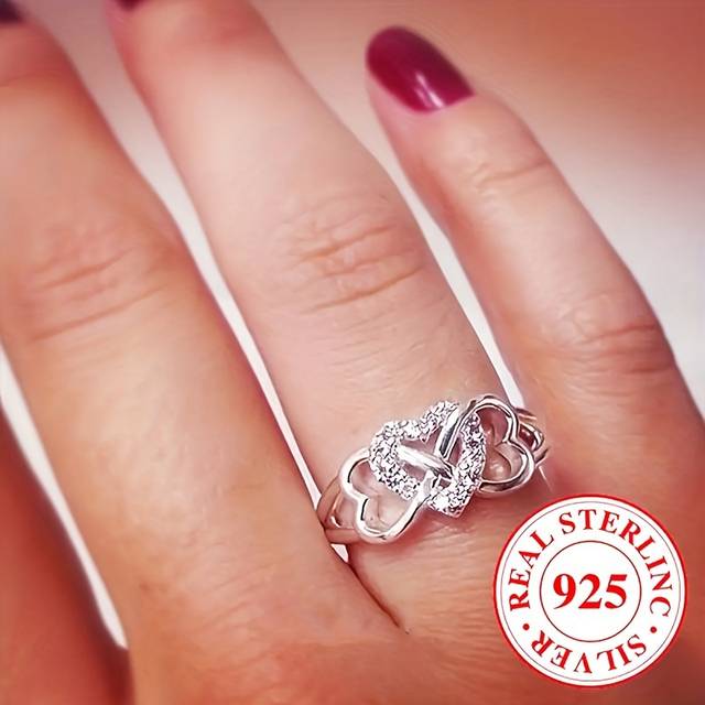 TEMU An Elegant And Stylish Wide Ring With , Set With Shiny Zirconia, Weighing 2.8 Grams Of 925 Sterling Silver, A Romantic Gift For Your In .